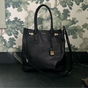 Henri Bendel Black Pebbled Leather Tote Bag
